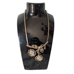 Rare 1950s Crown Trifari Alfred Philippe Rhinestone Flower Necklace Pat Pend